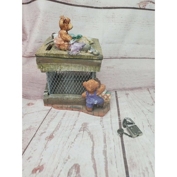 Rare Authentic 3D Bear Lock And Key Decorative Piggy Bank Home Décor - Picture 12 of 12